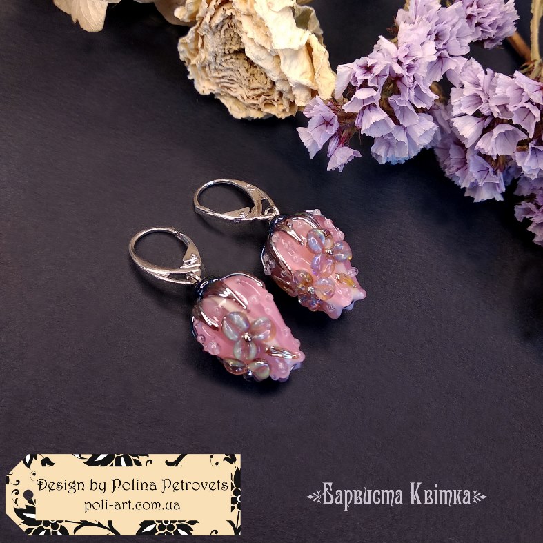 Сережки з лемпворком "Барвиста Квітка"