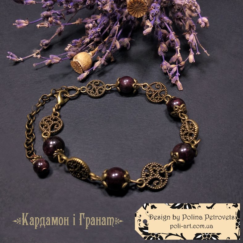 Браслет з гранатом "Кардамон і Гранат"