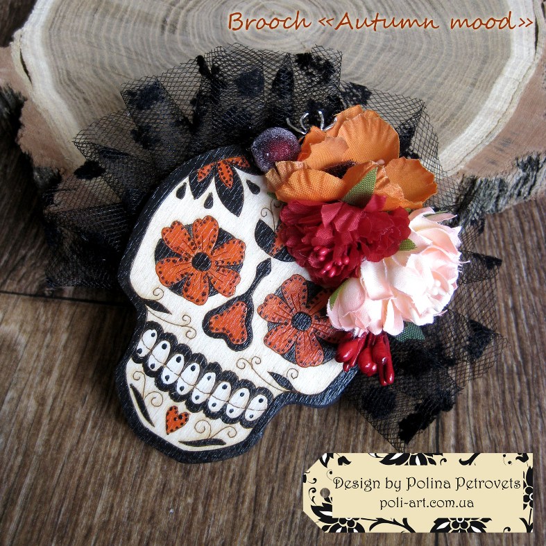 Брошь Муэрте с цветами "Autumn mood"
