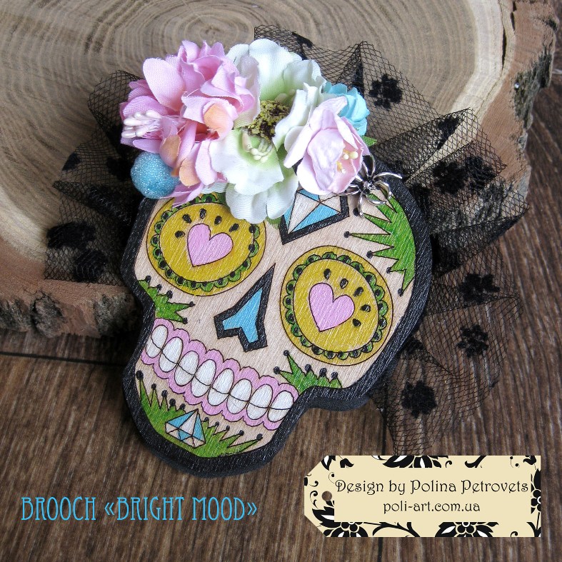 Брошь Муэрте с цветами "Bright mood"