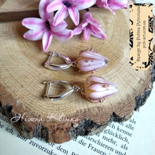Сережки з муранського скла ручної роботи "Ніжна квітка"