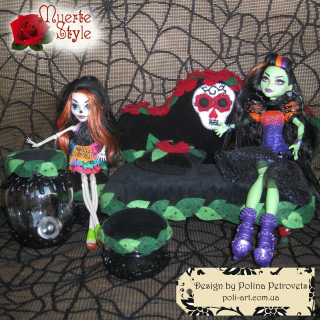 Комплект мебели с аксессуарами "Muerte Style" для куклы MH Skelita