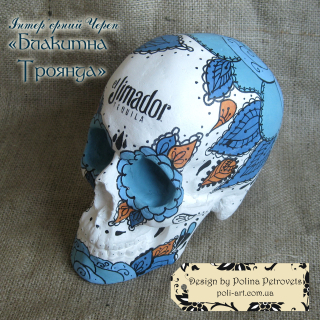 Інтер'єрний череп "Блакитна Троянда"